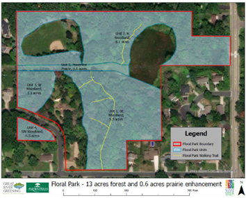 Map of Floral Park with an outline of what the Great River Greening Project will impact.